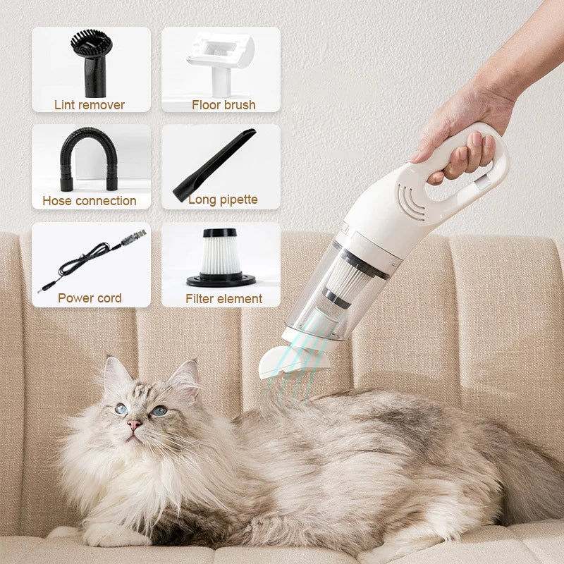 Portable Pet Hair Vacuum Cleaner - Cordless and Powerful Suction
